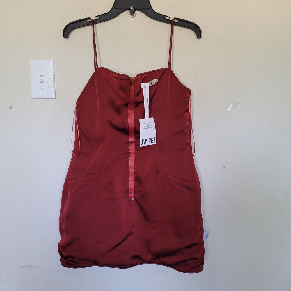 JW PEI Eva Spaghetti Strap Sueded Dress Burgundy Women 6 Mini Party Nightout - Picture 15 of 17